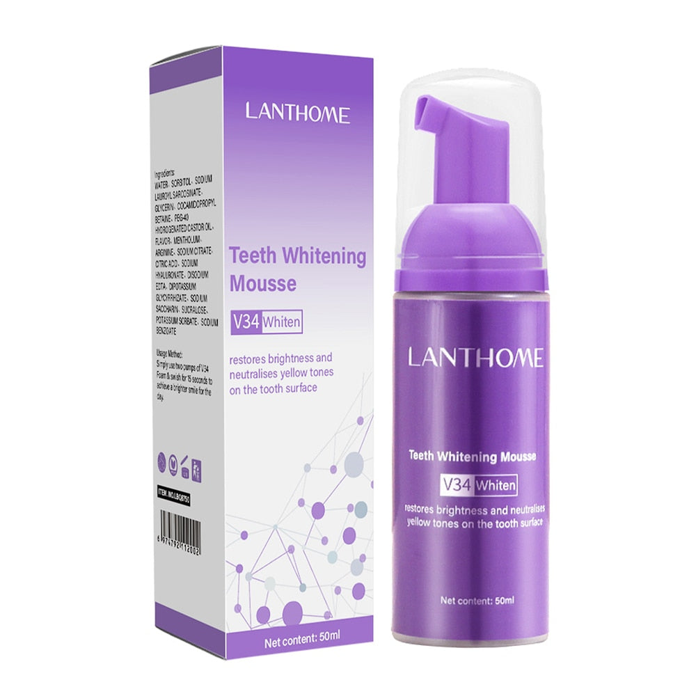50ml Teeth Whitening Mousse Deep Cleaning Cigarette Stains Repair Bright Neutralizes Yellow Tones Dental Plaque Fresh Breath