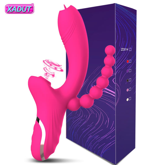 3 in 1 Clit Sucker Dildo Vibrator for Women Clitoris G Spot Tongue Licking Vacuum Stimulator Sex Toys Adult Goods  for Female